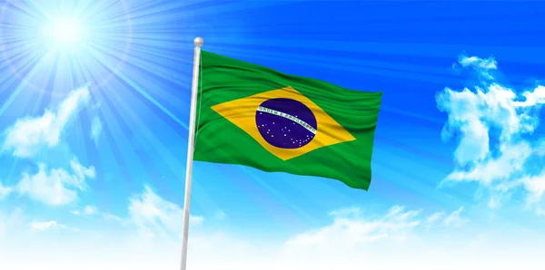 Brasil Bandeira céu fundo —  Vetores de Stock